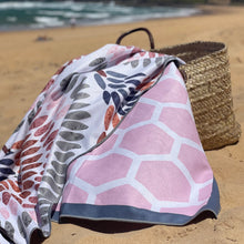 Load image into Gallery viewer, Close-up of The Desert XXL and The Gum XXL towel designs from the FOLC Signature XL Set.